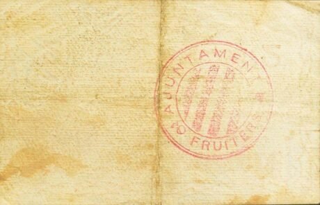 Реверс банкноты 2 песеты Фруктовые (Испания) 1937 года