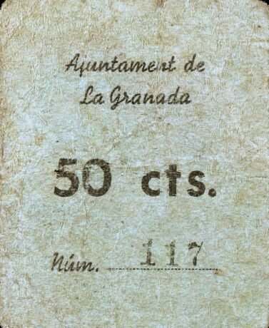 Аверс банкноты 50 сантимов Ла Гранада (Испания)