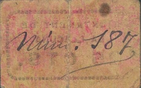 Rewers banknotu 25 centymów La Llacuna (Hiszpania) 1937