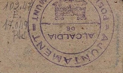 Реверс банкноты 1 песета Побла де Кларамунт (Испания) 1937 года