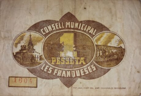 Реверс банкноты 1 peseta Le Franques (Hiszpania) 1937