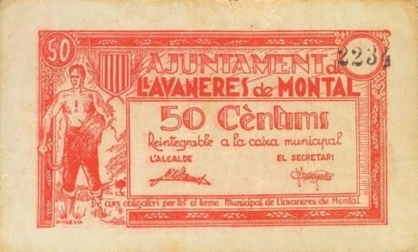 Аверс банкноты 50 centymów Llavaneres de Montal (Hiszpania)