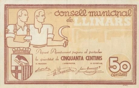 Аверс банкноты 50 centymów liniarnych (Hiszpania) 1937