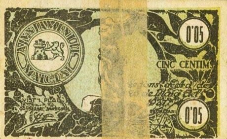 Аверс банкноты 5 centymów Malgrat (Hiszpania) 1937