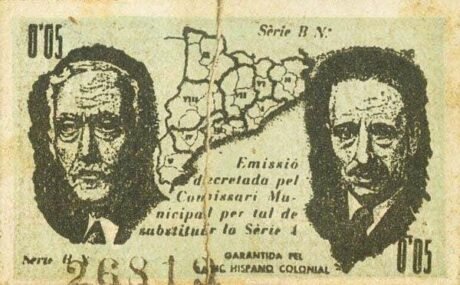 Реверс банкноты 5 centymów Malgrat (Hiszpania) 1937