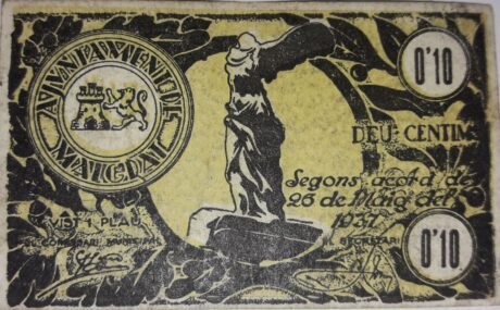 Аверс банкноты 10 сантимов Мальграт (Испания) 1937 года