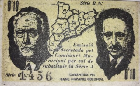 Реверс банкноты 10 сантимов Мальграт (Испания) 1937 года