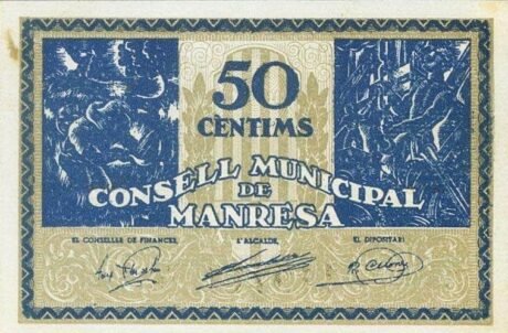 Аверс банкноты 50 centymów Manresa (Hiszpania) 1937