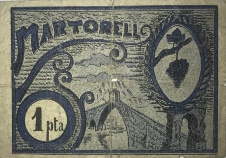 Реверс банкноты 1 песета Марторель (Испания) 1937 года