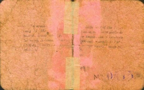 Реверс банкноты 50 сантимов Марторель де Баш (Испания) 1937 года