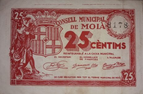 Аверс банкноты 25 centymów My (Hiszpania)