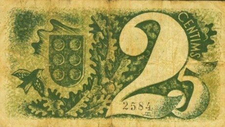 Реверс банкноты 25 centymów Moncada i Reixac (Hiszpania) 1937