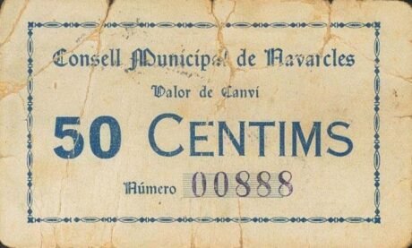 Аверс банкноты 50 centymów Navarcles (Hiszpania) 1937