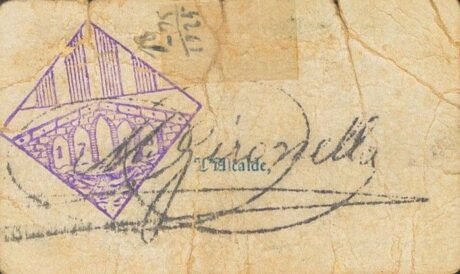 Реверс банкноты 50 centymów Navarcles (Hiszpania) 1937