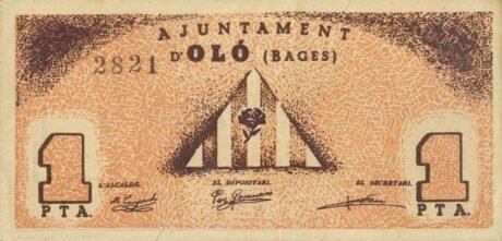 Аверс банкноты 1 peseta Olo (Spain) 1937