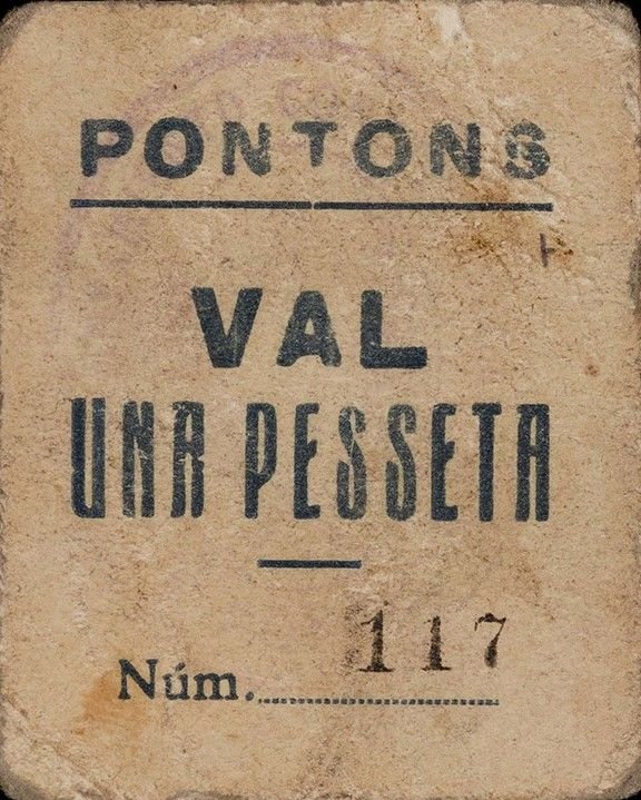 Аверс банкноты 1 песета понтон (Испания) 1937 года