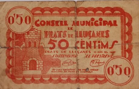 Аверс банкноты 50 centymów Prats de Lusanes (Hiszpania) 1937