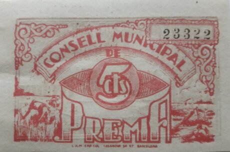 Реверс банкноты Nagroda 5 centymów (Hiszpania) 1937