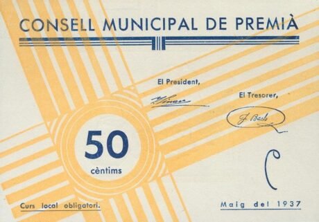 Аверс банкноты Nagroda 50 centymów (Hiszpania) 1937