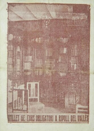 Реверс банкноты 1 песета Риполь дель Валлес (Испания) 1937 года