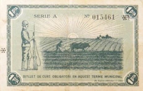 Реверс банкноты 1 peseta Ruby (Hiszpania) 1937