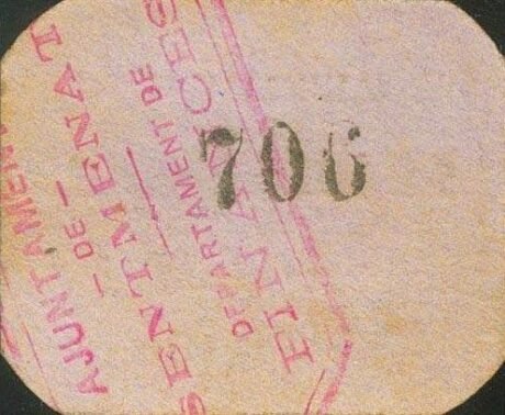 Реверс банкноты 10 centymów Sentmenata (Hiszpania)