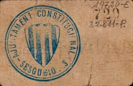 Реверс банкноты 1 песета Сесгейолес (Испания)