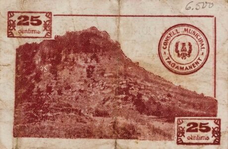 Реверс банкноты 25 centymów Tagamanent (Hiszpania) 1937