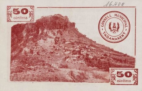 Реверс банкноты 50 centymów Tagamanent (Hiszpania) 1937