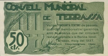 Аверс банкноты 50 centymów Terrassa (Hiszpania) 1937