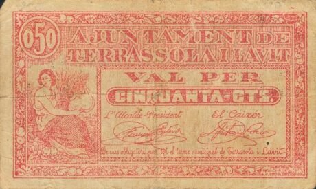 Аверс банкноты 50 centymów Terrassola i Lavit (Hiszpania) 1937