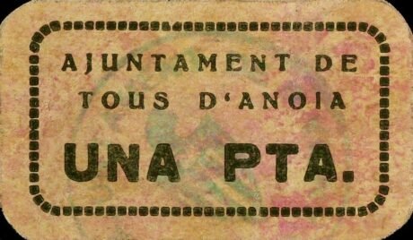 Аверс банкноты 1 песета Тус д'Анойя (Испания)