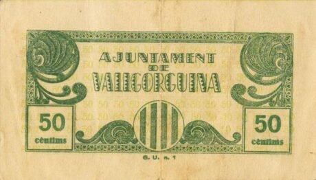 Аверс банкноты 50 сантимов Вальгоргина (Испания)