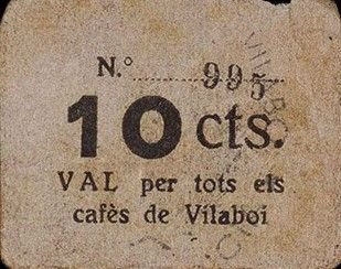 Аверс банкноты 10 centymów Vilaboi (Hiszpania)