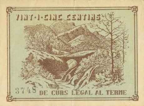 Реверс банкноты 25 centymów Vilada (Hiszpania)