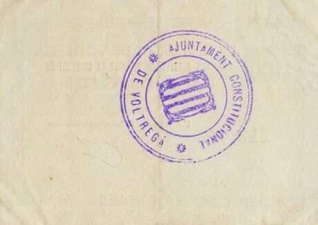 Реверс банкноты 50 centymów Voltrega (Hiszpania) 1937