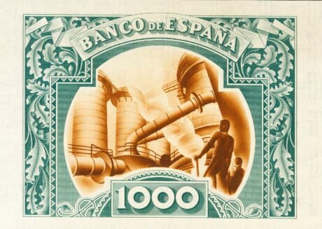 Реверс банкноты 1000 песет Банко Испании - Бильбао (Испания) 1937 года