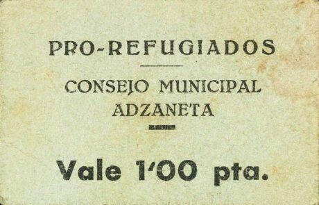 Аверс банкноты 1 песета адзэнета (Испания)