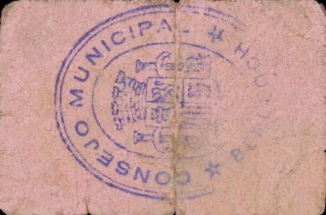 Реверс банкноты 0,25 песеты Бенлох (Испания)