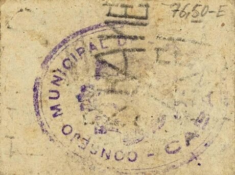 Реверс банкноты 25 centymów Cabanes (Hiszpania)