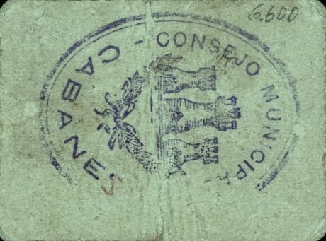 Реверс банкноты 1 peseta Cabanes (Spain)