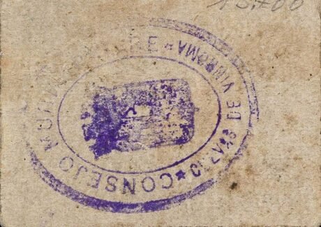 Реверс банкноты 50 centymów Cuevas de Vinroma (Hiszpania)