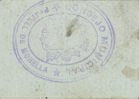 Реверс банкноты 25 centymów Portell de Morella (Hiszpania) 1937