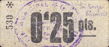 Реверс банкноты 0,25 pesety Villa Durruti (Hiszpania)