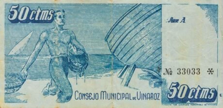 Реверс банкноты 50 centymów Vinaros (Hiszpania) 1937