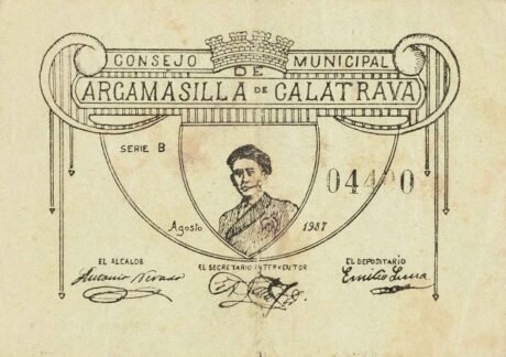 Аверс банкноты 0,50 peset Argamasilla de Calatrava (Hiszpania) 1937