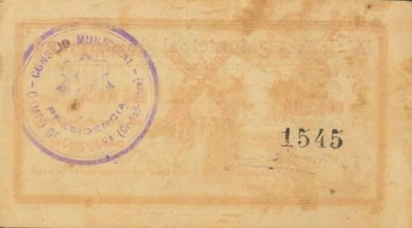 Реверс банкноты 50 centymów Criptana (Hiszpania) 1937