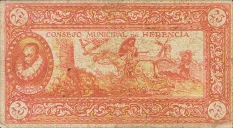 Реверс банкноты 25 centymów Herencia (Hiszpania) 1937