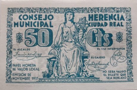 Аверс банкноты 50 centymów Herencia (Hiszpania) 1937