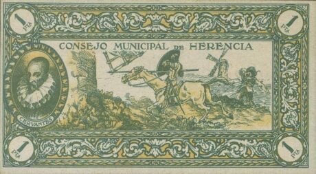 Реверс банкноты 1 peseta Herencia (Hiszpania) 1937